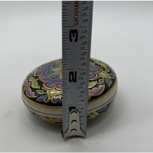 Prempracha Thai Benjarong Lidded Porcelain Box Hand Painted 3.5" Floral Jar Art - Picture 8 of 8